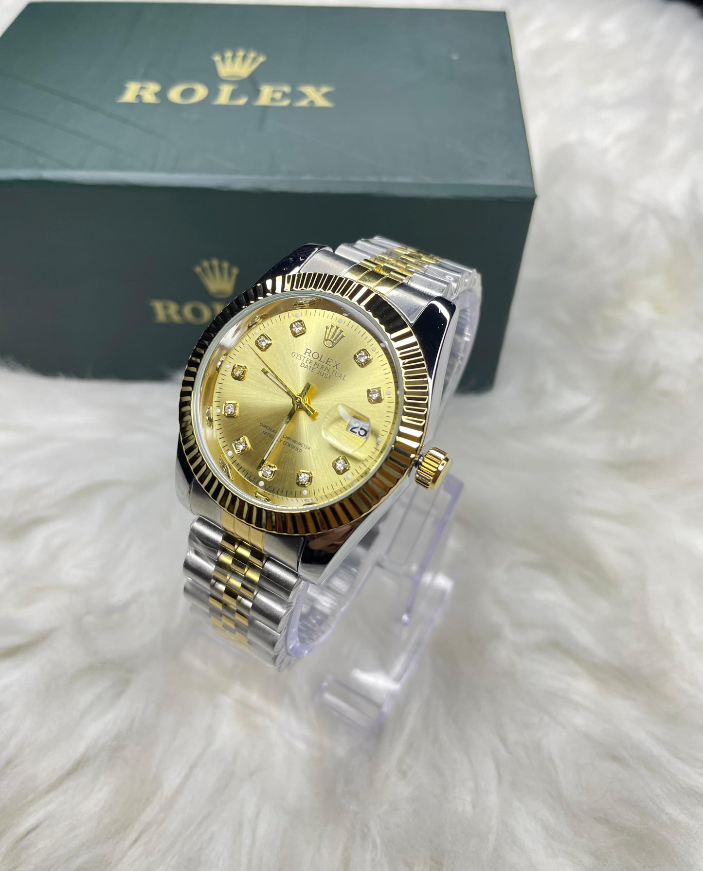 ✨ Royal Gold Dial – Two-Tone Masterpiece ⌚
