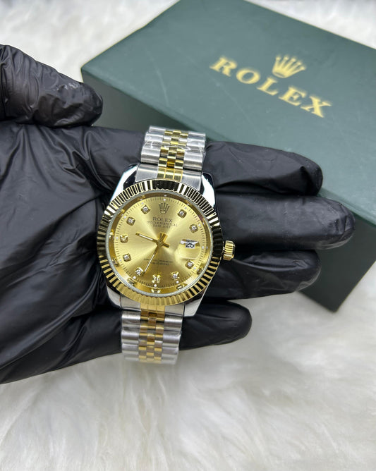 ✨ Royal Gold Dial – Two-Tone Masterpiece ⌚